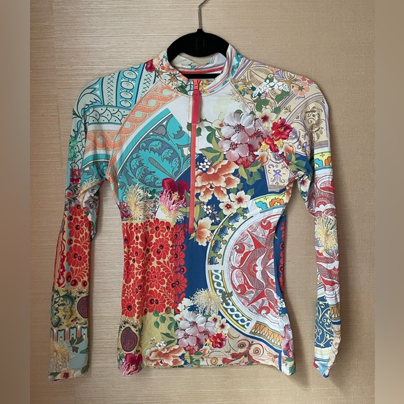 NWT Johnny Was Women's Boho Surf Paddle swim SET pants & half-zip XS - Picture 7 of 8